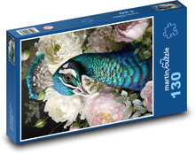 Vták - páv Puzzle 130 dielikov - 28,7 x 20 cm 