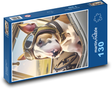 Súťažiaci pes teriér Puzzle 130 dielikov - 28,7 x 20 cm 