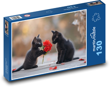 Roztomilé čierne mačiatka Puzzle 130 dielikov - 28,7 x 20 cm 