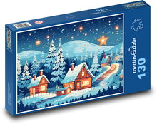 Vesnice v noci Puzzle 130 dílků - 28,7 x 20 cm