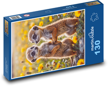 Meerkats in flowers Puzzle 130 pieces - 28.7 x 20 cm 