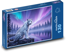 Tygr a polární záře Puzzle 130 dílků - 28,7 x 20 cm