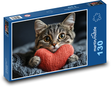 Rotherzige Katze Puzzle 130 Teile - 28,7x20 cm