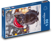 Black cat in a hat Puzzle 130 pieces - 28.7 x 20 cm