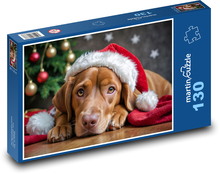 Pies, Boże Narodzenie Puzzle 130 elementów - 28,7x20 cm