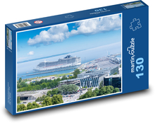 Prístav - loď Puzzle 130 dielikov - 28,7 x 20 cm 