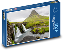 Vodopád - Kirkjufell, Island Puzzle 130 dielikov - 28,7 x 20 cm 