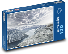 Góry - pochmurny dzień Puzzle 130 elementów - 28,7x20 cm