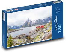 Jezero - hory, Norsko Puzzle 130 dílků - 28,7 x 20 cm