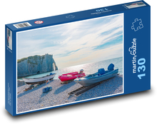 Łodzie - plaża, wybrzeże Puzzle 130 elementów - 28,7x20 cm