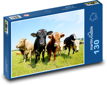 Kravy v teréne Puzzle 130 dielikov - 28,7 x 20 cm 