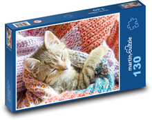 Śpiący kotek - kot Puzzle 130 elementów - 28,7x20 cm