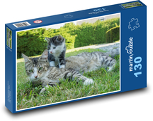 Junge Katze mit Mama Puzzle 130 Teile - 28,7x20 cm