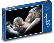 Szympans - mama i dziecko Puzzle 130 elementów - 28,7x20 cm