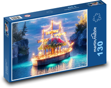 Osvetlená loď na mori Puzzle 130 dielikov - 28,7 x 20 cm 