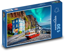 Modell eines Schiffes mit Aurora Puzzle 130 Teile - 28,7x20 cm