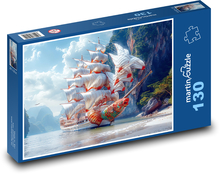Sailboats on the coast Puzzle 130 pieces - 28.7 x 20 cm 
