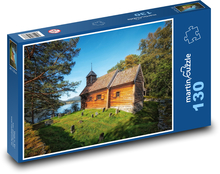 Drevený kostol Puzzle 130 dielikov - 28,7 x 20 cm 