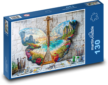 Motýľ na plátne Puzzle 130 dielikov - 28,7 x 20 cm 