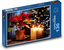 Kwiat Bożego Narodzenia - świece Puzzle 130 elementów - 28,7x20 cm
