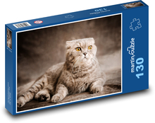 Škótska klapúchá mačka Puzzle 130 dielikov - 28,7 x 20 cm 