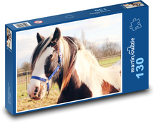 Kopf eines weißbraunen Pferdes Puzzle 130 Teile - 28,7x20 cm