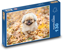 A small dog on autumn leaves Puzzle 130 pieces - 28.7 x 20 cm 
