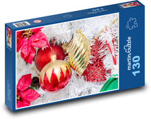 Farebné dekorácie na vianočný stromček Puzzle 130 dielikov - 28,7 x 20 cm 