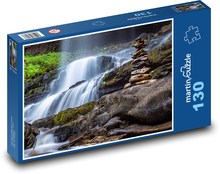 Stone tower at the forest waterfall Puzzle 130 pieces - 28.7 x 20 cm 